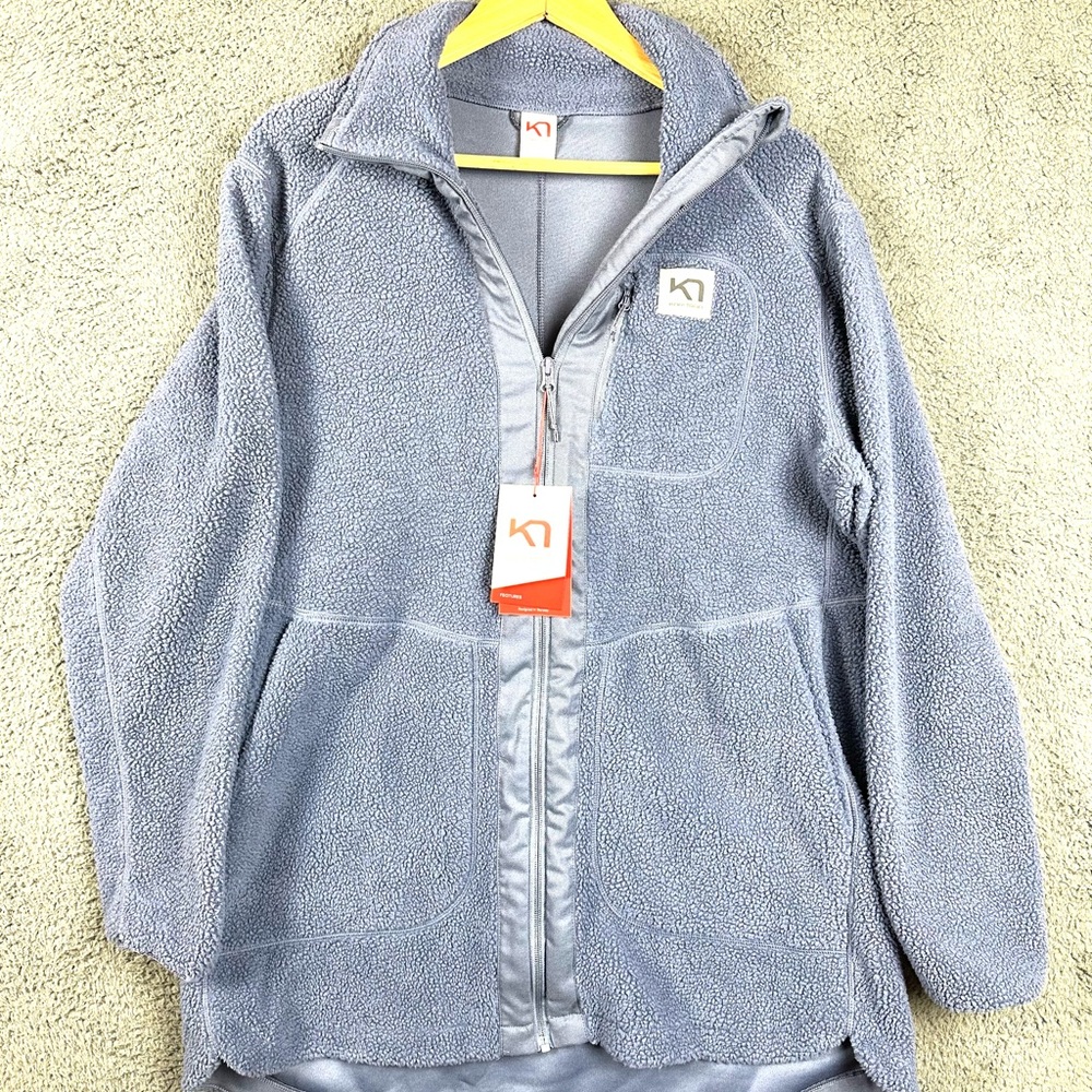 Kari Traa Womens Sherpa Fleece Full Zip Jacket Sanne Pile XL NWT Mock Neck